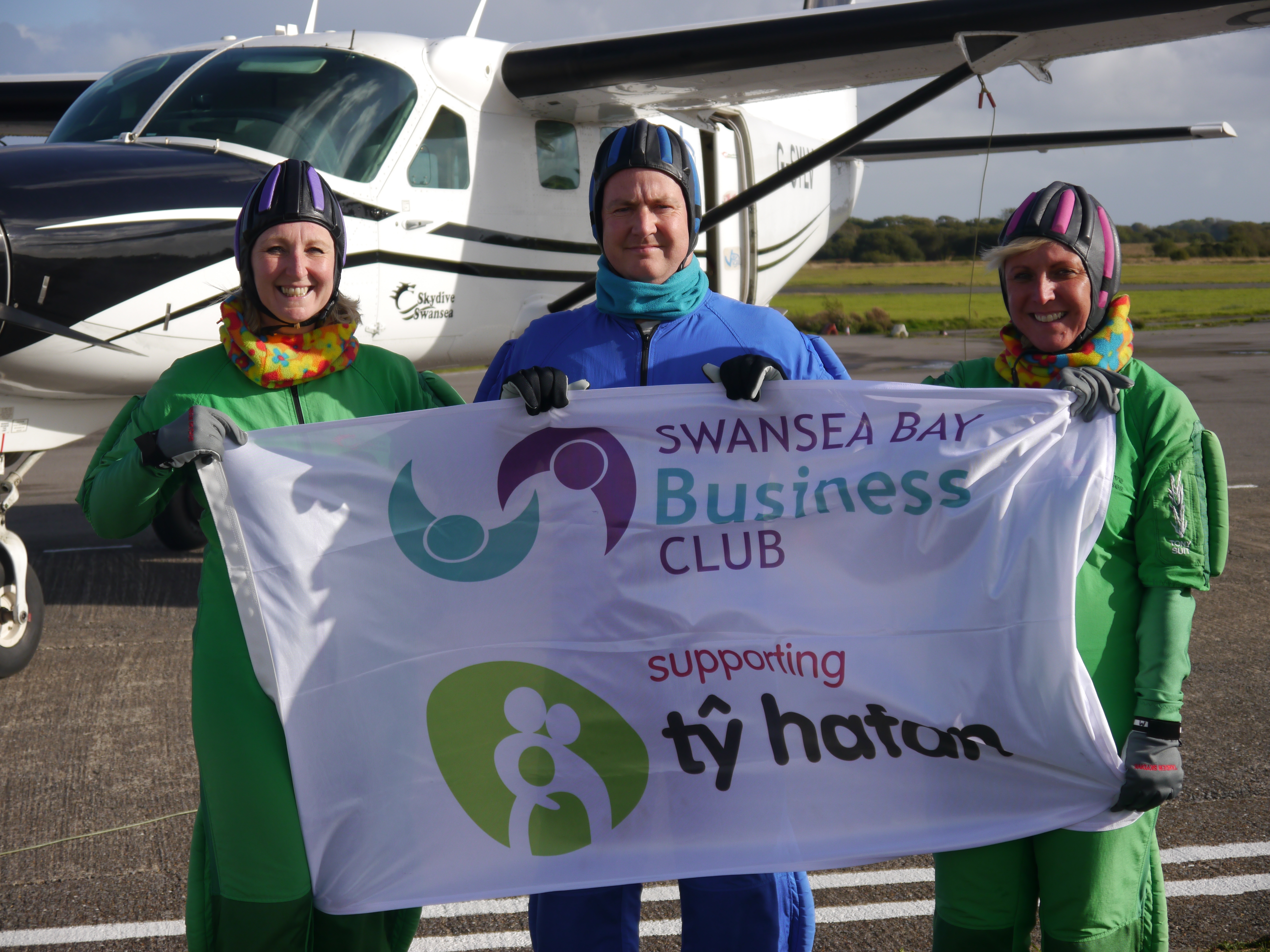 Hayley Davies, Gavin Jones & Jane Parker skydive