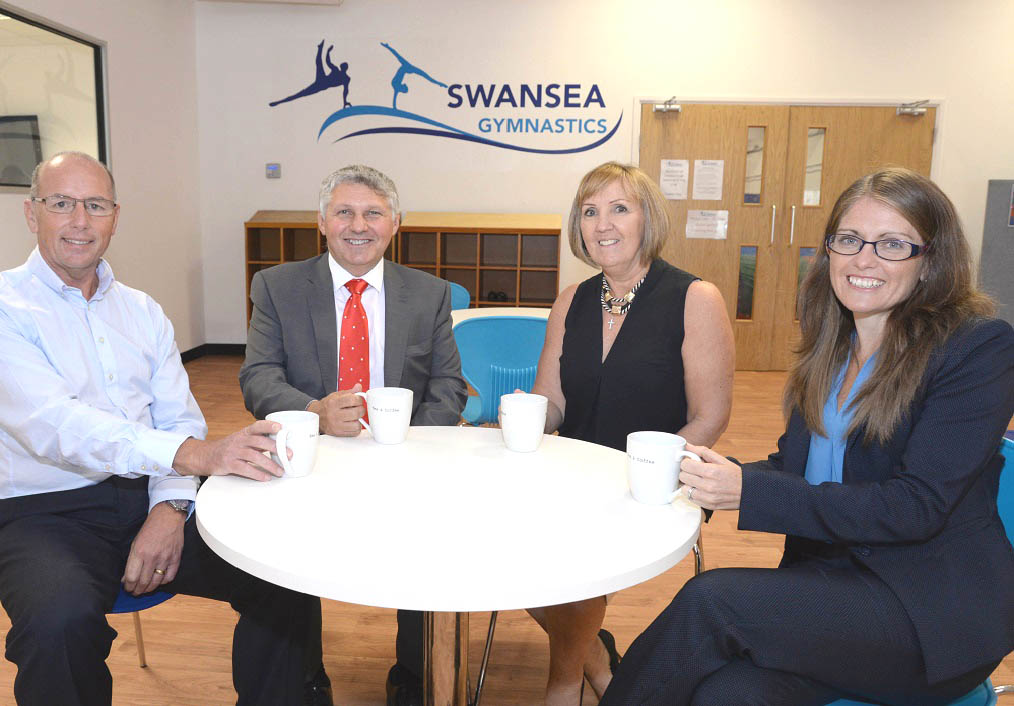 Gareth White (Swansea Gymnastics Centre), Chris Davies (JCP Solicitors), Sandra White (Swansea Gymnastics Centre) & Sarah Davies (JCP Solicitors)